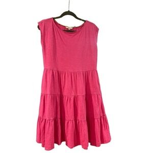 Boden Pink Romaine Tiered Jersey Dress size 6P Gold Polka Dots